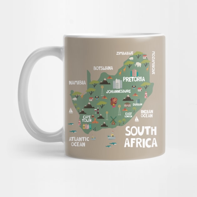 South Africa Illustrated Map by JunkyDotCom